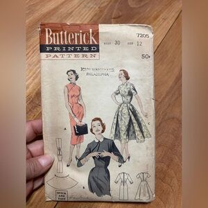 1950s Vintage Butterick Printed Pattern dress Illustrations. Size 12.
